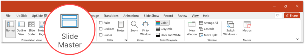update powerpoint template slide master view tab